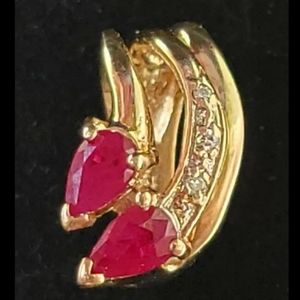 14k Gold Ruby Diamond Slide Pendant Estate Jewelry 2.1gm
